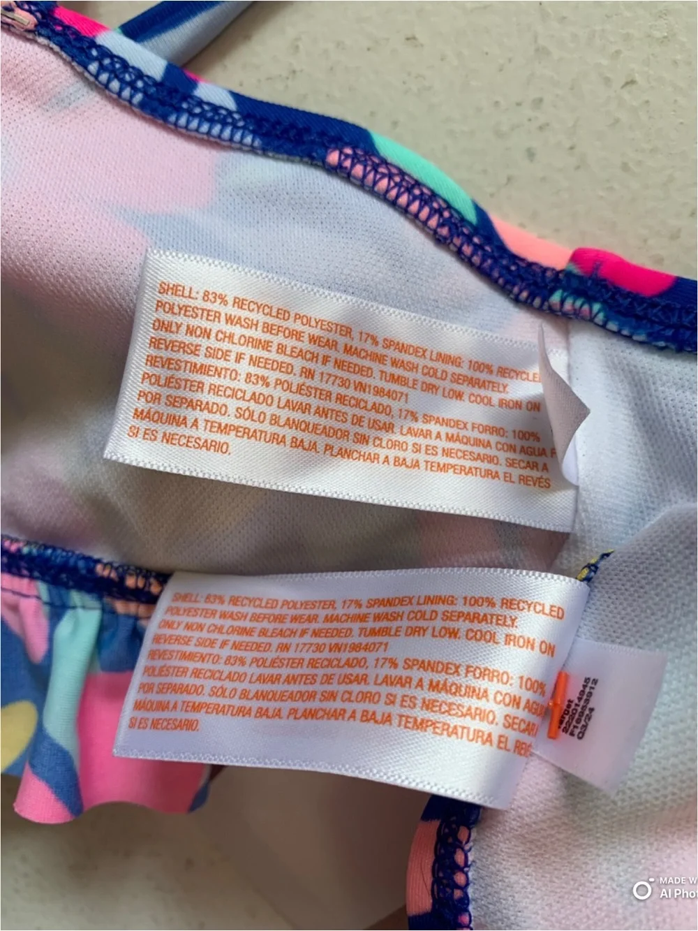 Cat & Jack Girl’s Bikini Set Swimsuit Size Small (6/7) NWT Blue Pink Beach Swim
